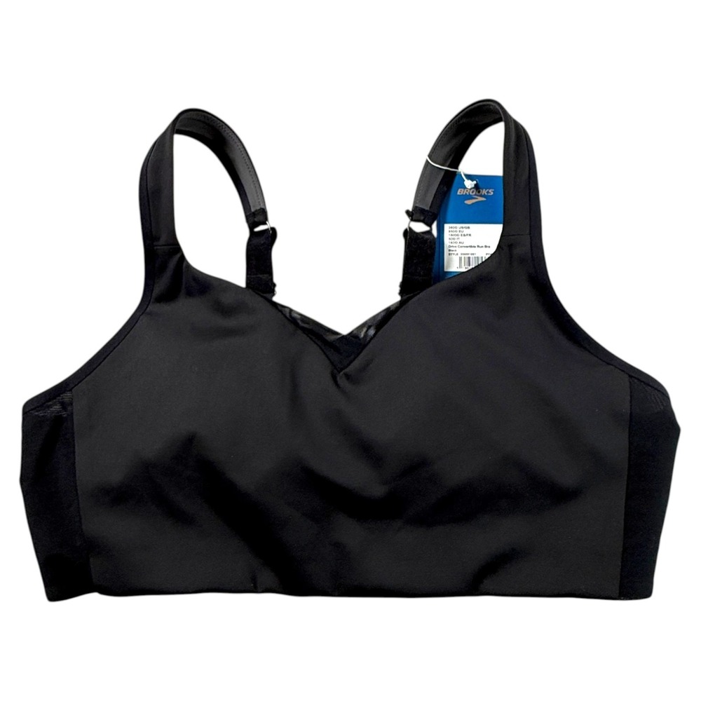 Brooks Womens Drive Convertible Run Bra Black Size 38DD